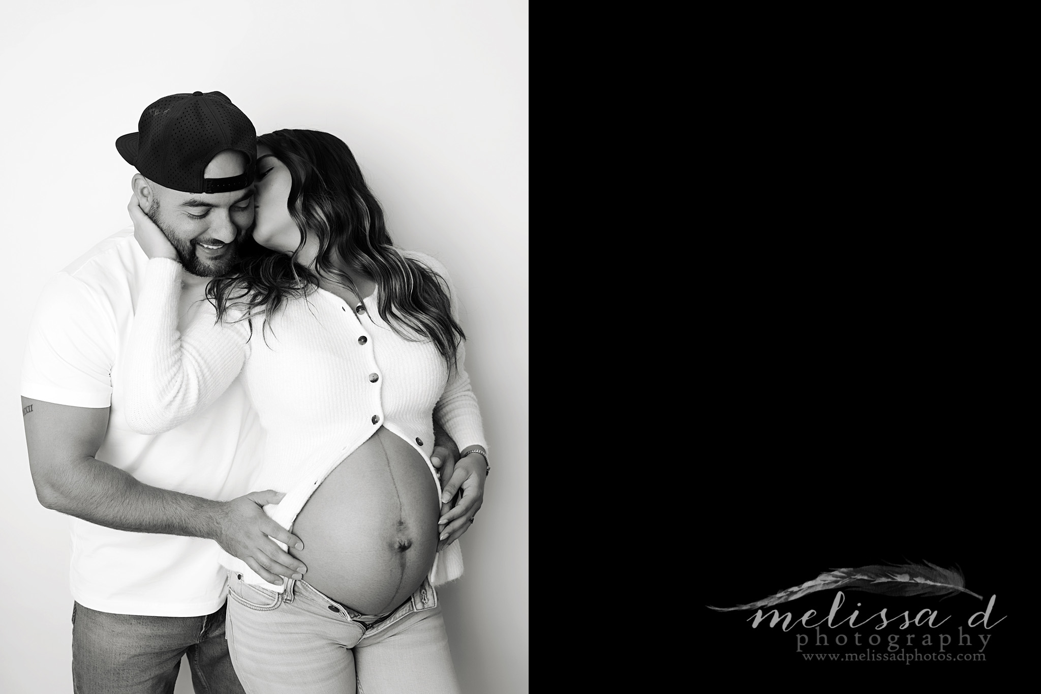 Colleyville Maternity Photos B&W couple pose
