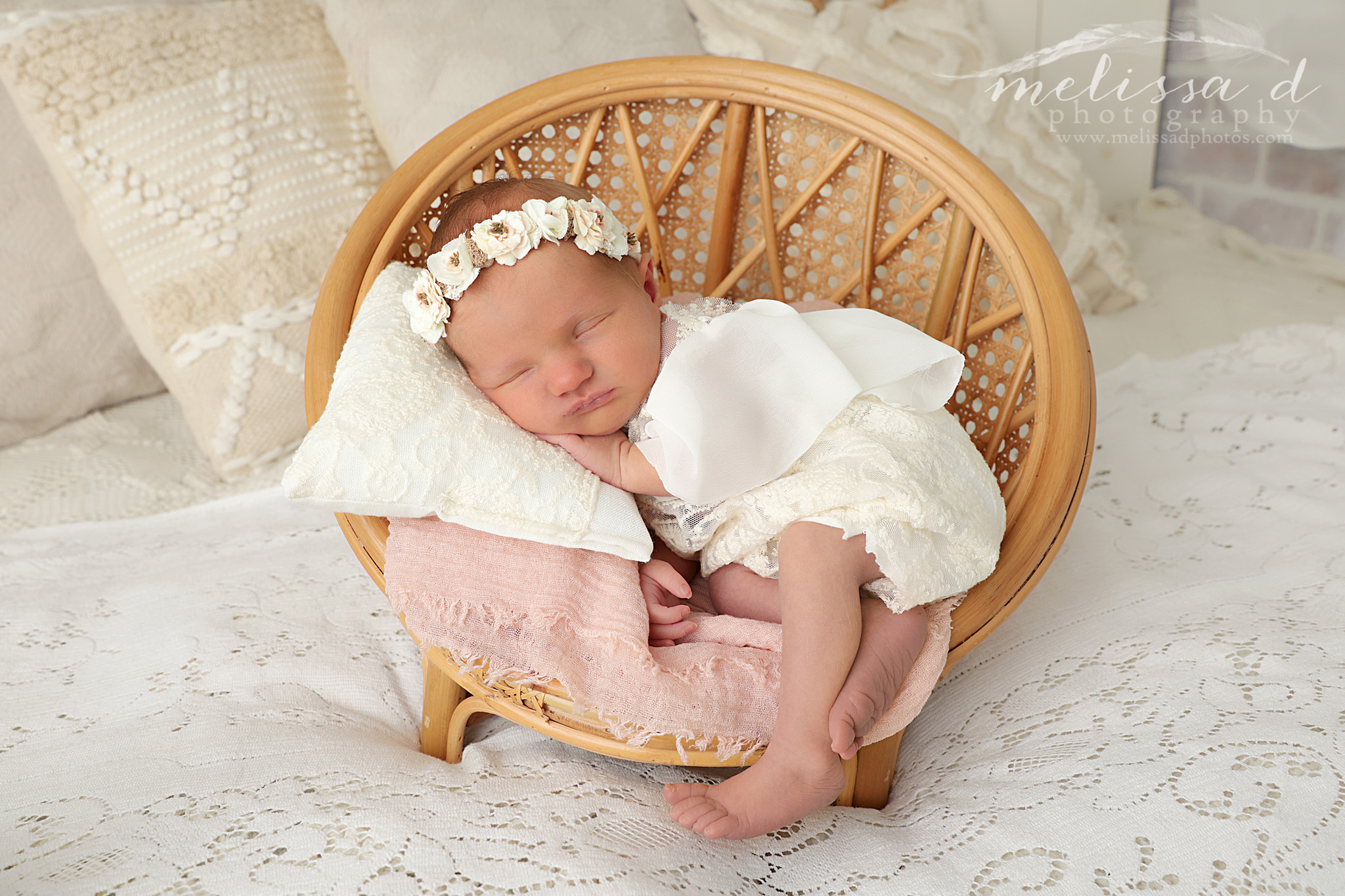 Fort Worth Newborn Photographer rattan chair prop