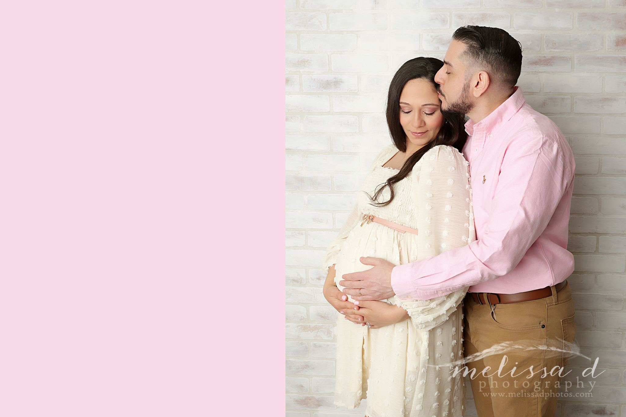 Colleyville Maternity Photos couple pose kissing forehead