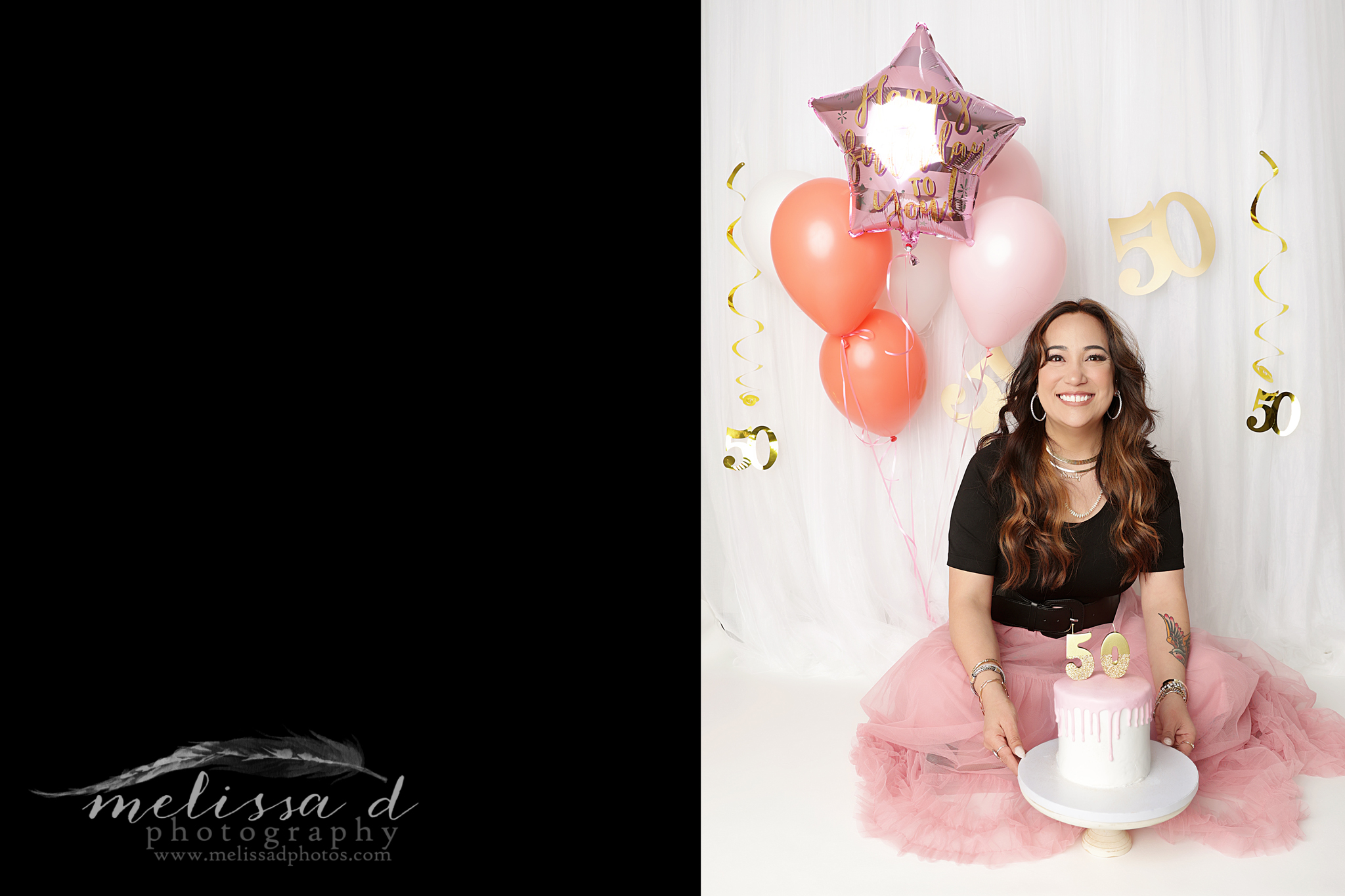 DFW Birthday Photographer 50th cake and balloons