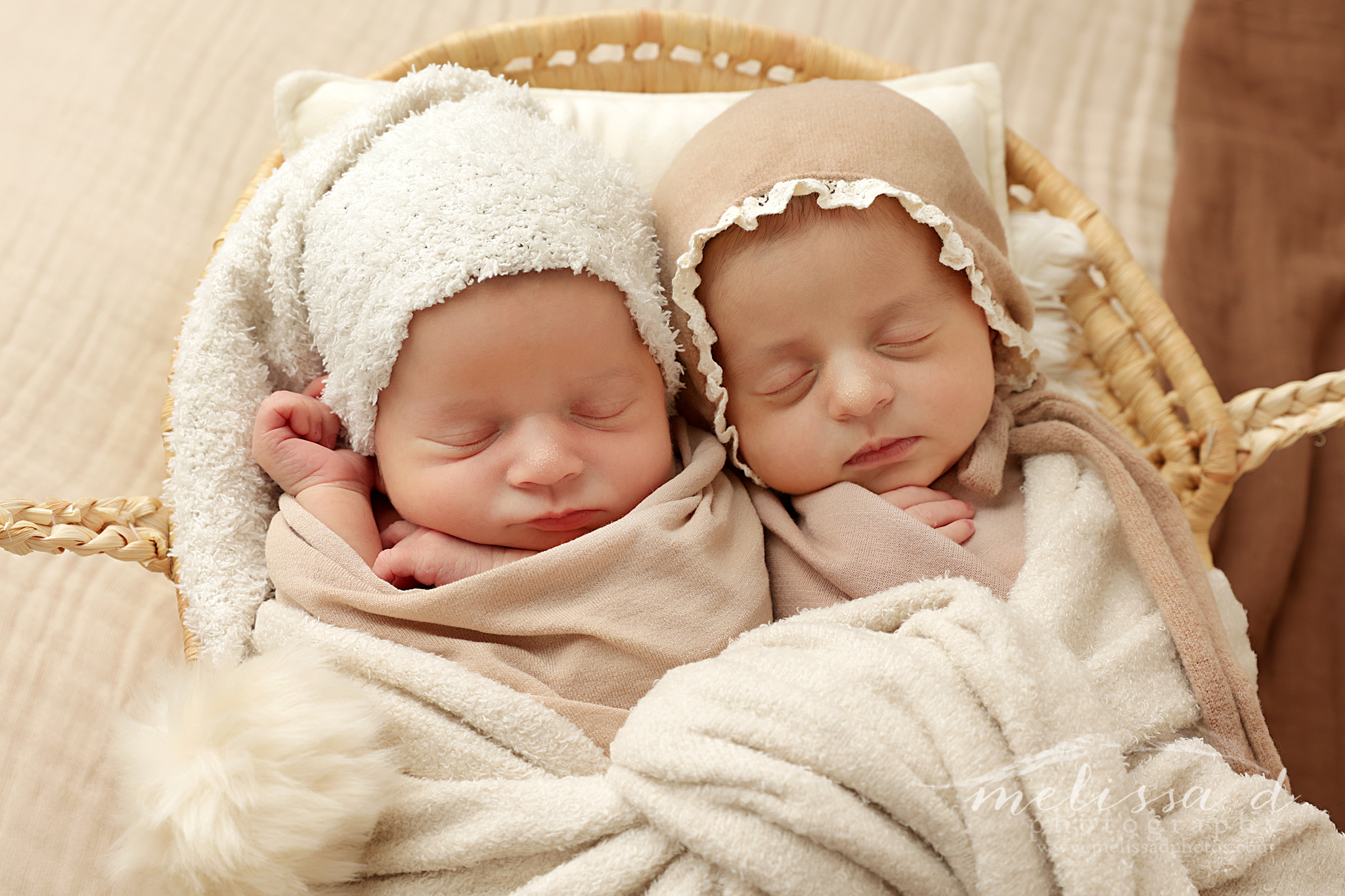 Keller Newborn Twin Photographer twins in basket
