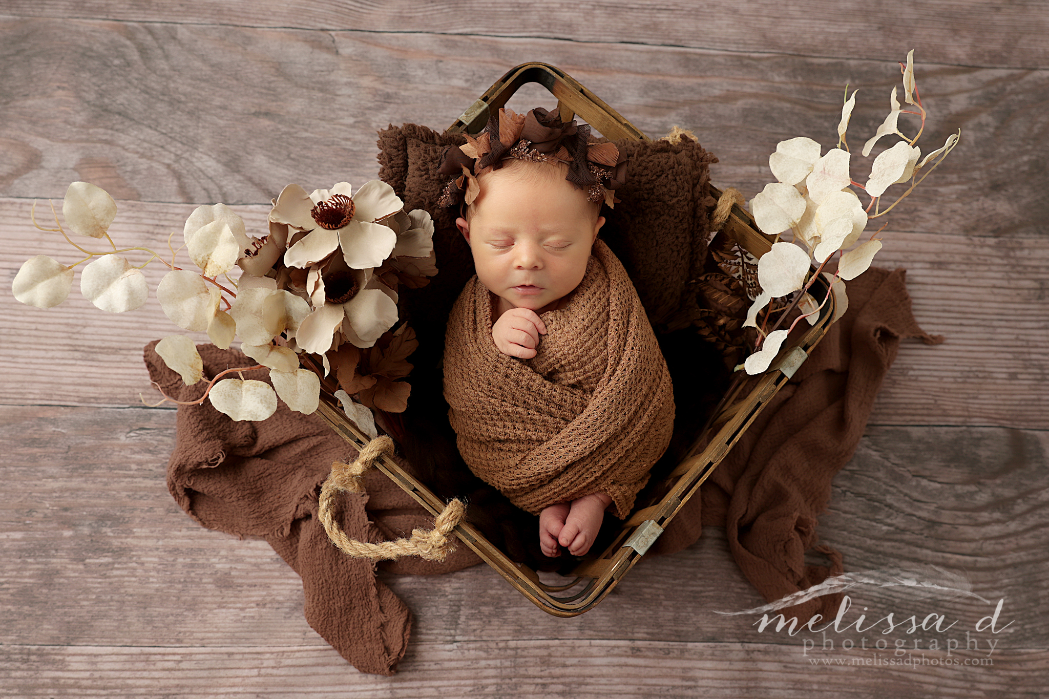 DFW Newborn Photographer rustic crate prop