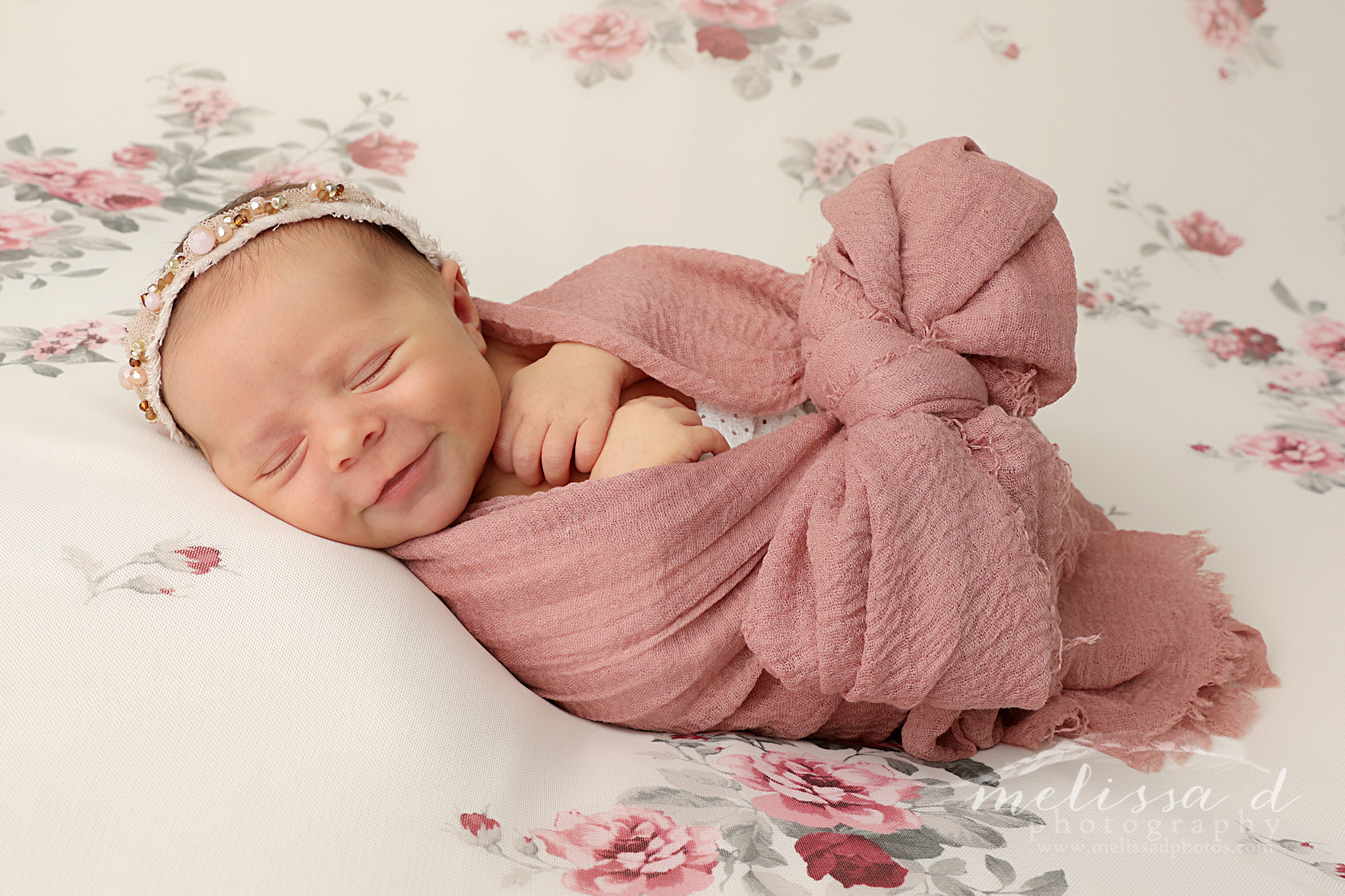 Keller Newborn Photographer floral backdrop