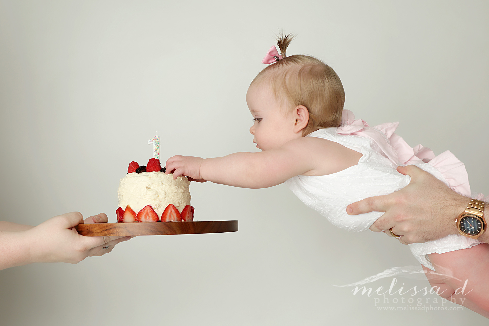 Fort Worth First Birthday Photographer  strawberry cake