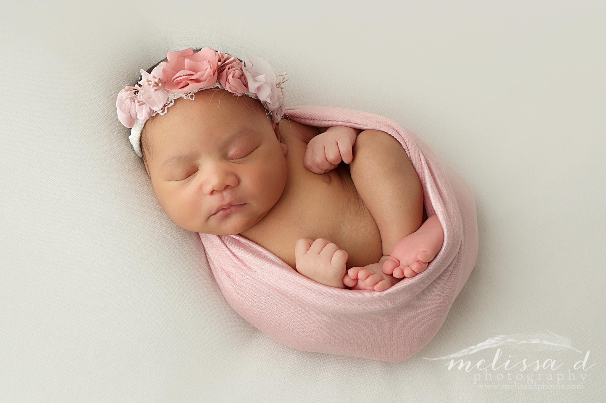 DFW Newborn Photographer pink egg wrap