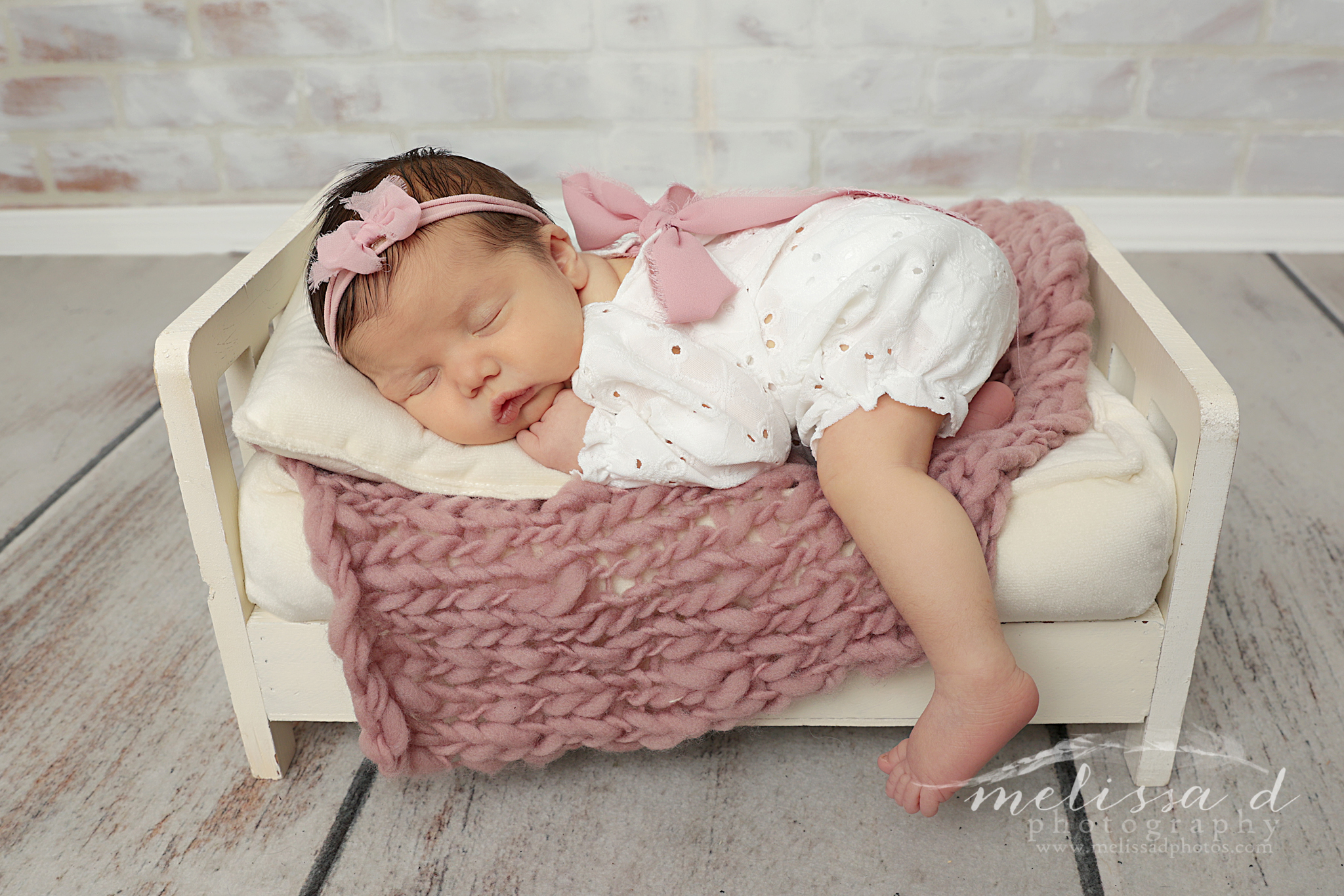 Dallas Newborn Photographer wood bed prop