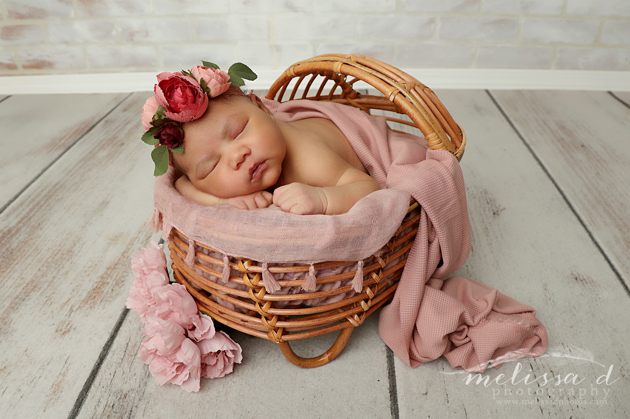 Dallas Newborn Photographer bamboo cradle prop