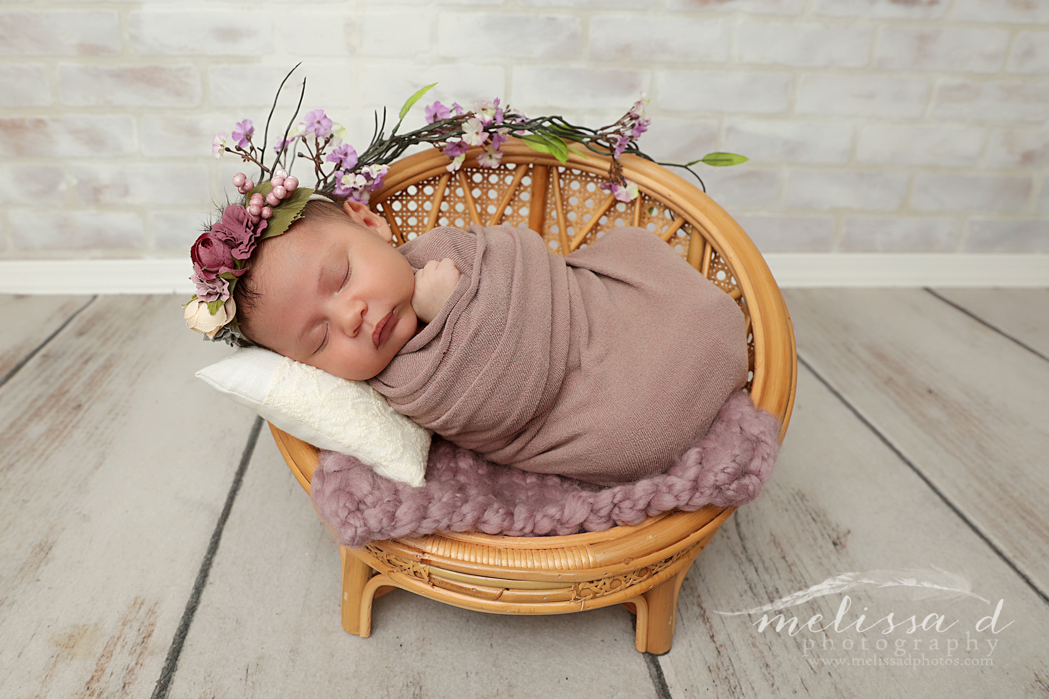 DFW Newborn Photographer rattan chair prop
