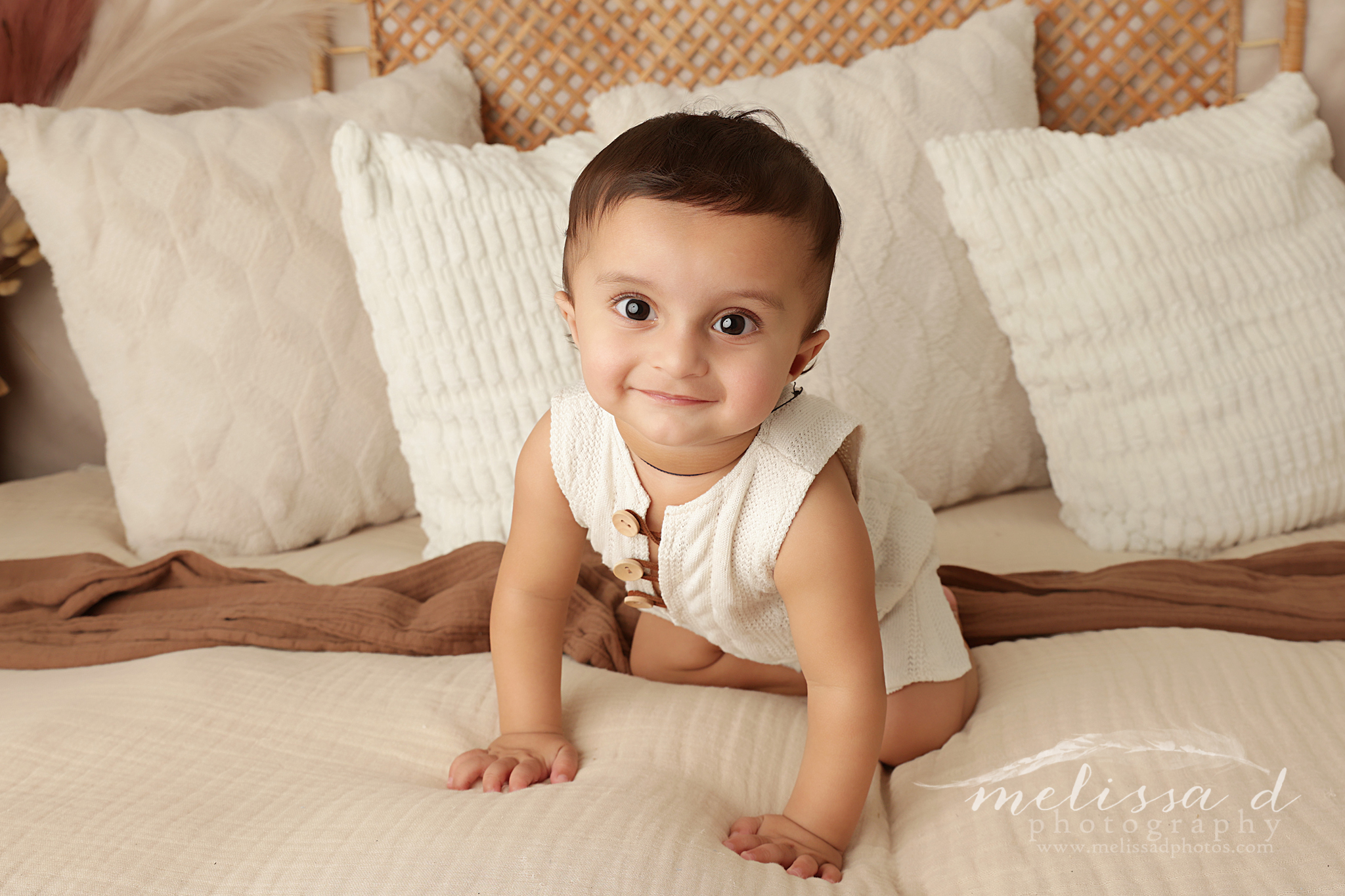 Fort Worth First Birthday Photographer boho bed set-up