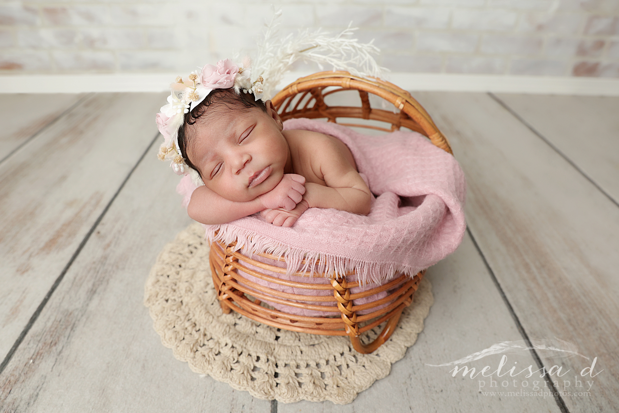 Fort Worth Newborn Photographer bamboo cradle prop