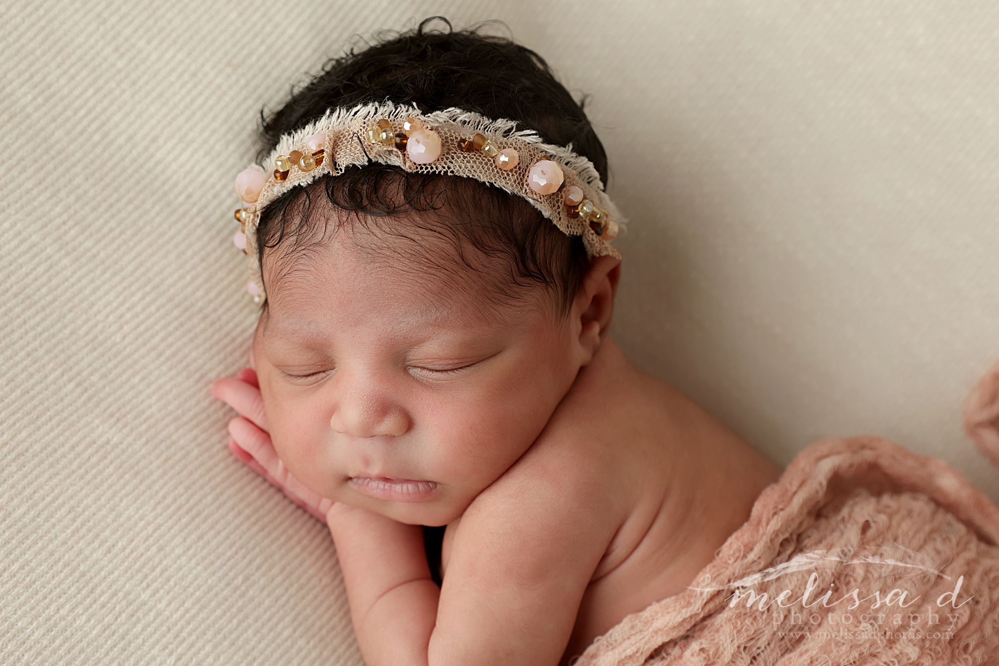 Keller Newborn Photographer beaded headband